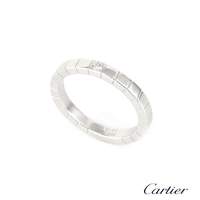  Cartier  18k White  Gold  Diamond Lanieres Wedding Band  Size 